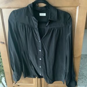 NWOT AYR black silk button-up top sz XS